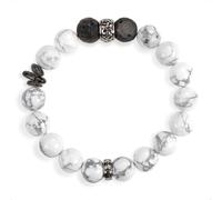 SENLLY Arctic Balance - Howlite & Silver Obsidian Bracelet, Handcrafted Natural Stone Jewelry for Calm Clarity & Modern Minimalism