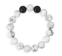 SENLLY Arctic Calm - Beaded Stretch Bracelet with Howlite & Lava Rock, Handcrafted Natural Stone Jewelry for Peace, Clarity & Grounding