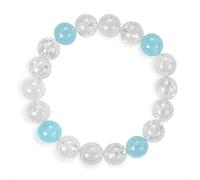 SENLLY Arctic Glow - Azeztulite & Aquamarine Beaded Stretch Bracelet, Natural Stone Handmade Jewelry for Clarity and Calm - A Serene Gift