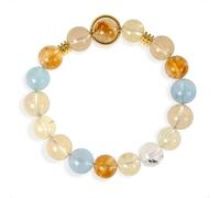 SENLLY Aurora Breeze - Beaded Stretch Bracelet with Citrine, Lemon Quartz, Aquamarine & Clear Quartz, Handmade Natural Stone Jewelry for Clarity, Renewal & Gentle Calm