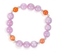 SENLLY Blossom Aura - Beaded Stretch Bracelet with Natural Kunzite & South Red Agate, Handcrafted Natural Stone Jewelry for Calm, Harmony & Emotional Clarity