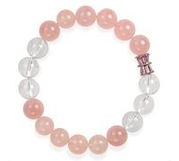 SENLLY Blush Aura - Beaded Stretch Bracelet with Rose Quartz & Clear Quartz, Handmade Natural Stone Jewelry for Love, Clarity & Harmony