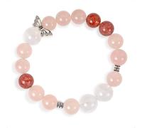 SENLLY Blush Whisper - Beaded Stretch Bracelet with Rose Quartz, Strawberry Quartz & White Agate, Handmade Natural Stone Jewelry for Comfort, Clarity & Balance