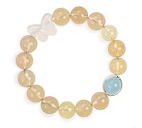 SENLLY Butterfly Sunrise - Beaded Stretch Bracelet with Natural Citrine, Clear Quartz & Aquamarine, Handcrafted Natural Stone Jewelry for Joy, Clarity & Emotional Harmony