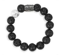 SENLLY Calm Contrast - Beaded Stretch Bracelet with Lava Rock & Howlite, Handcrafted Natural Stone Jewelry for Balance, Clarity & Grounded Style