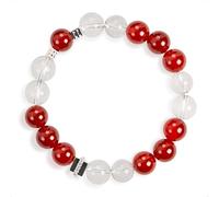 SENLLY Crimson Glow - Handmade Red Agate & Clear Quartz Bracelet, Natural Stone Beaded Stretch Jewelry for Clarity & Vitality