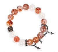 SENLLY Crimson Nova - Beaded Stretch Bracelet with Natural Red Hematoid Quartz, Azeztulite & South Red Agate, Handcrafted Natural Stone Jewelry for Energy, Confidence & Emotional Strength