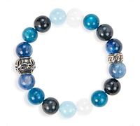 SENLLY Deep Tide - Beaded Stretch Bracelet with Natural Blue Tiger’s Eye, Kyanite & Aquamarine, Handcrafted Natural Stone Jewelry for Clarity, Confidence & Balance