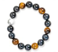 SENLLY Dual Focus - Beaded Stretch Bracelet with Natural Tiger’s Eye, Blue Tiger’s Eye & Howlite, Handcrafted Natural Stone Jewelry for Strength, Clarity & Balance