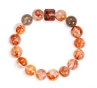 SENLLY Ember Clarity - Beaded Stretch Bracelet with Red Hematoid Quartz, Smoky Quartz & Square Hematoid Accent, Handcrafted Natural Stone Jewelry for Balance, Strength & Focus