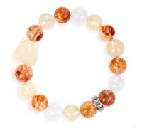 SENLLY Ember Harmony - Beaded Stretch Bracelet with Natural Red Hematoid Quartz, Citrine & White Agate, Handcrafted Natural Stone Jewelry for Vitality, Positivity & Balance