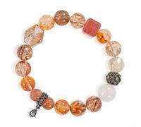 SENLLY Ember Radiance - Handmade Multi-Gemstone Bracelet with Citrine, Super Seven, Sunstone & Strawberry Quartz, Natural Stone Jewelry