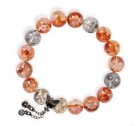 SENLLY Ember Wing - Beaded Stretch Bracelet with Red Hematoid Quartz, Black Herkimer Diamond & Black Gold Super Seven, Handmade Natural Stone Jewelry for Clarity, Strength & Balance