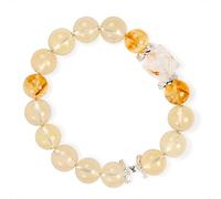 SENLLY Golden Aura - Citrine, Lemon Quartz & Black Gold Super Seven Bracelet, Handcrafted Natural Stone Jewelry with Radiant Warm Tones