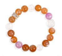SENLLY Golden Dawn - Beaded Stretch Bracelet with Natural Sunstone, Kunzite & White Agate, Handcrafted Natural Stone Jewelry for Warmth, Joy & Emotional Balance