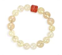 SENLLY Golden Dew - Beaded Stretch Bracelet with Lemon Quartz & Strawberry Quartz, Handcrafted Natural Stone Jewelry for Clarity, Warmth & Balance