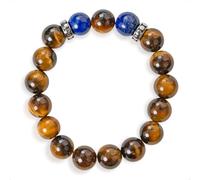 SENLLY Golden Echo - Beaded Stretch Bracelet with Tiger’s Eye & Lapis Lazuli, Handcrafted Natural Stone Jewelry for Confidence, Balance & Focus