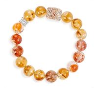 SENLLY Golden Ember - Beaded Stretch Bracelet with Citrine, Black Gold Super Seven & Red Hematoid Quartz, Handmade Natural Stone Jewelry for Clarity, Balance & Renewal