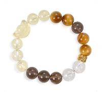 SENLLY Golden Focus - Beaded Stretch Bracelet with Natural Citrine, Tiger’s Eye, Smoky Quartz & Clear Quartz, Handcrafted Natural Stone Jewelry for Strength, Clarity & Emotional Balance