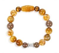 SENLLY Golden Guardian - Tiger’s Eye, Citrine & Smoky Quartz Beaded Bracelet, Handcrafted Natural Stone Jewelry for Confidence, Protection & Steady Energy
