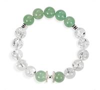 SENLLY Green Aurora - Beaded Stretch Bracelet with Green Strawberry & Clear Quartz, Handcrafted Natural Stone Jewelry for Fresh Energy, Clarity & Everyday Balance