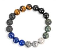 SENLLY Horizon Guard - Beaded Stretch Bracelet with Natural Tiger’s Eye, Lapis Lazuli & Picasso Jasper, Handcrafted Natural Stone Jewelry for Strength, Balance & Clarity