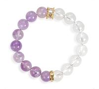 SENLLY Lavender Clarity Glow - Beaded Stretch Bracelet with Lavender Amethyst & Clear Quartz, Handmade Natural Stone Jewelry for Calm, Balance & Spiritual Clarity