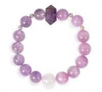 SENLLY Lavender Dream - Beaded Stretch Bracelet with Natural Lavender Amethyst, Kunzite & White Agate, Handcrafted Natural Stone Jewelry for Calm, Harmony & Emotional Clarity