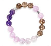 SENLLY Lavender Spirit - Amethyst, Kunzite & Smoky Quartz Beaded Bracelet, Handcrafted Natural Stone Jewelry for Calm, Balance & Emotional Clarity