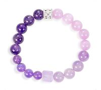 SENLLY Lilac Bloom - Beaded Stretch Bracelet with Kunzite & Amethyst, Handcrafted Natural Stone Jewelry for Calm Radiance & Elegant Color Harmony