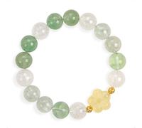SENLLY Meadow Serenity - Beaded Stretch Bracelet with Natural Green Fluorite, Green Azeztulite, Strawberry Quartz & Citrine, Handcrafted Natural Stone Jewelry for Calm, Clarity & Emotional Balance