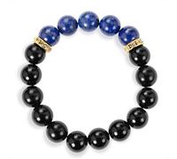 SENLLY Midnight Clarity - Beaded Stretch Bracelet with Lapis Lazuli & Black Agate, Handmade Natural Stone Jewelry for Focus, Confidence & Balance