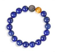 SENLLY Midnight Focus - Beaded Stretch Bracelet with Lapis Lazuli, Silver Obsidian & Gold Tiger’s Eye, Handcrafted Natural Stone Jewelry for Clarity, Strength & Balance