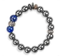 SENLLY Midnight Focus - Natural Hematite Bracelet with Lapis Lazuli Accents, Handcrafted Natural Stone Jewelry for Clarity, Confidence & Modern Strength