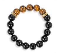SENLLY Midnight Guardian - Beaded Stretch Bracelet with Black Agate & Tiger’s Eye, Handmade Natural Stone Jewelry for Protection, Balance & Focus