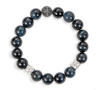 SENLLY Midnight Shield - Beaded Stretch Bracelet with Blue Tiger’s Eye, Handcrafted Natural Stone Jewelry for Strength, Depth & Modern Masculine Style