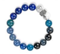 SENLLY Midnight Wisdom - Beaded Stretch Bracelet with Natural Lapis Lazuli, Howlite, Kyanite & Blue Tiger’s Eye, Handcrafted Natural Stone Jewelry for Focus, Calm & Emotional Balance