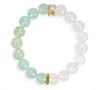 SENLLY Mind Clarity Green - Beaded Stretch Bracelet with Green Fluorite & Clear Quartz, Handmade Natural Stone Jewelry for Focus, Balance & Clean Energy
