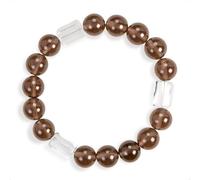 SENLLY Misty Clarity - Smoky Quartz & Clear Quartz Bracelet, Handcrafted Natural Stone Jewelry with Translucent Brown Glow & Crystal Accents