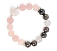 SENLLY Moonlit Affection - Natural Rose Quartz, Silver Obsidian & Azeztulite Beaded Bracelet, Handcrafted Natural Stone Jewelry for Harmony, Clarity & Emotional Balance