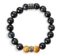 SENLLY Nightfall Focus - Beaded Stretch Bracelet with Natural Blue Tiger’s Eye & Gold Tiger’s Eye, Handcrafted Natural Stone Jewelry for Strength, Focus & Grounding