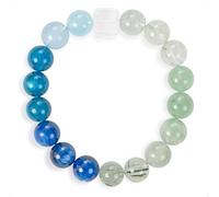 SENLLY Ocean Harmony - Kyanite, Blue Apatite, Aquamarine & Green Quartz Blend Beaded Bracelet, Handcrafted Natural Stone Jewelry for Clarity, Balance & Fresh Energy