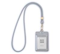 SENLLY Porta Tarjetas Identificativas, Cordón de Nailon y Lindo Tarjetero, 1 Ventana Transparente y 2 Ranuras para Tarjetas, para Mujeres (Cuarzo Lunar)