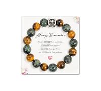 SENLLY Pulsera Cristal Regalo Personalizado, Ojo de Tigre & Jaspe Sangre de Dragón Piedra Natural Simbólica Talla a Medida Mujeres Mamá Hija Hermana Esposa Amiga