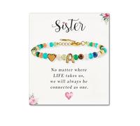 SENLLY Pulsera Personalizada con Inicial, Regalo Simbólico para Mujer de Piedra Natural & Cuenta de Inicial 3D A-Z a elegir, ajustable para hermana