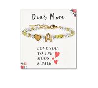 SENLLY Pulsera Personalizada con Inicial, Regalo Simbólico para Mujer de Piedra Natural & Cuenta de Inicial 3D A-Z a elegir, ajustable para mamá