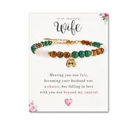 SENLLY Pulsera Personalizada con Inicial, Regalo Simbólico para Mujer de Piedra Natural & Dije de Letra Burbuja A-Z a elegir, ajustable para esposa