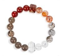 SENLLY Radiant Ember - Beaded Stretch Bracelet with Natural Red Agate, Hematoid Quartz & Smoky Quartz, Handcrafted Natural Stone Jewelry for Balance, Strength & Clarity