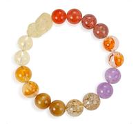 SENLLY Radiant Harmony - Beaded Stretch Bracelet with Natural Citrine, Red Agate & Amethyst, Handcrafted Natural Stone Jewelry for Balance, Clarity & Positive Energy