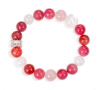 SENLLY Rosy Harmony - Beaded Stretch Bracelet with Natural Rhodonite, Rose Quartz & Clear Quartz, Handcrafted Natural Stone Jewelry for Love, Balance & Emotional Healing